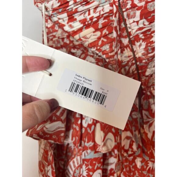 NWT Ulla Johnson Halter Neck Elastic Waist Isidro Romper Orange Blossom Size: 0 - Picture 6 of 10